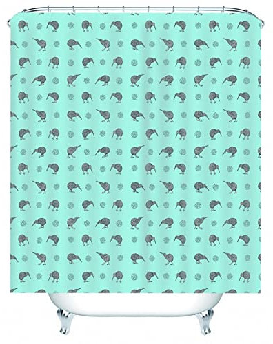 Whoiy Duschrollo Lang, Duschvorhang Eckdusche 150X200cm Polyester Shower Curtains Tiere Cyangrau für Badezimmer Badewanne