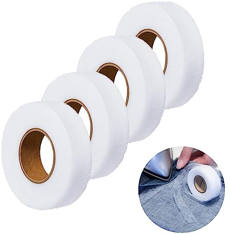 4 Rolls 280 Yards Iron On Hem Tape, Perfect for Hemming pants, No Sew Fabric Fusing Hemming Tape Adhesive Fusible Hemming Strip Double Side NO Sewing Fusing Tape for Clothes Jeans Curtains(White)