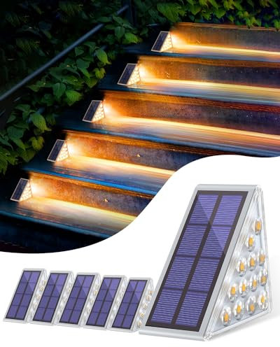 Bellanny Solarlampen für Außen, 6 Stück 3000K Warmweiß Solar Treppenlicht, 13 LED Stufenleuchte Solarleuchten Garten, IP65 Wasserdichte Lampe Outdoor für Terrasse Gehweg Treppe Wege Boden Balkon Deko
