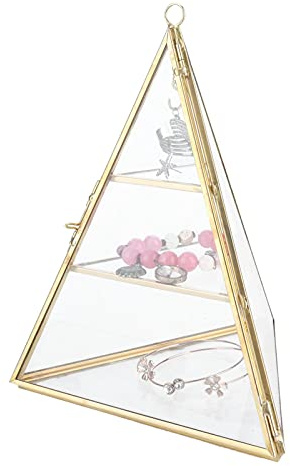 Hapivida Organizzatore di Gioielli, 3 Livelli Piramide di Vetro Organizzatore di Gioielli Espositore per Gioielli Vintage Espositore per Gioielli a Forma di Cono Triangolare per Collane, Orecchini