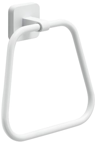 Gedy Tonga Handtuchhalter für Badezimmer, Handtuchring, Handtuchring, Handtuchring, Handtuchhalter ohne Bohren, Mattweiß, Edelstahl, 17 x 4,6 x 16 cm