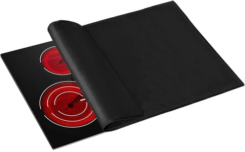 Feuerfeste Unterlage Herdabdeckplatte Herdabdeckung Hitzeschutzmatte - 75 x 53 cm Feuerschutzmatte Feuerfeste und Ölbeständig, Feuerfeste Matte, Elektroherdabdeckung (schwarz)