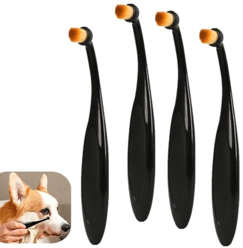 Pro Powder Applicator borste för hundar och katter, 4 st tår fläckborttagningsborste, tvättbar superfin fiber lång avsmalnande borst för säkert applicera tårfläckspulver