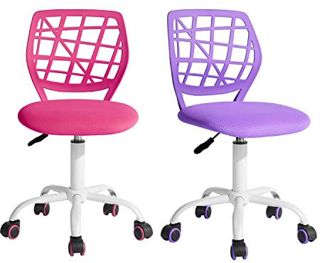 FurnitureR 2X Höhenverstellbarer Drehstuhl - Ergonomischer Schreibtischstuhl für Kinder/Jugendliche, Drehbarer Bürostuhl mit Rollen für Homeoffice & Kinderzimmer