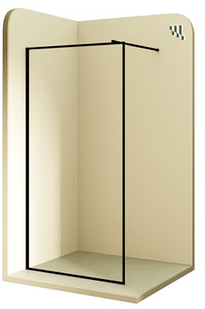 MOMENTS OF GLASS Går i Gianna 130 x 200 cm frontmonterad duschpanel – 8 mm transparent härdat säkerhetsglas, matt svart ram och stång i rostfritt stål
