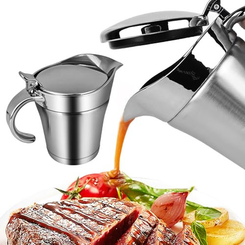 Salsiera termica in acciaio inox, con coperchio ribaltabile, 500 ml, ciotola per salsa, doppio isolamento, vaso per salsa termica, posacenere per salsa alla vaniglia, crema e latte maionese