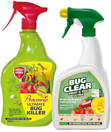 Bug Killer Spray for Plants Bundle - Fast Acting Ultimate Bug Spray 1L & Bug Clear Ultra 800m Fruit and Vegetable Plant Protection Pest Control Products with Topline Card for Indoor & Outdoor Plants