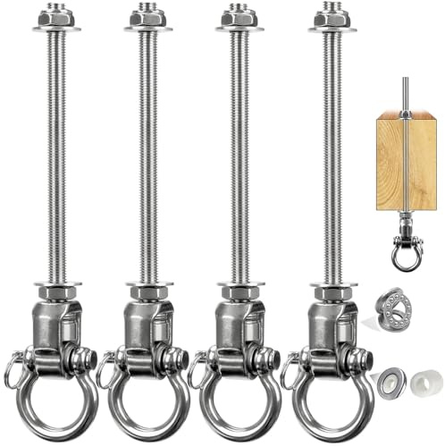 Yyiwhmy 4-Pack Heavy Duty Swing Hangers with Bearings- 304 Stainless Steel Swing Set Brackets, 1500LB Capacity for Porch Swings, Hanging Chairs, Punching Bags, Gym Equipment