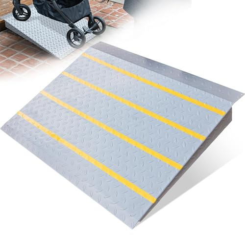 VNN Door Threshold Ramp, Threshold Ramps for Doorways, Ideal Entry Handicap Ramp for Elderly Wheelchairs, Carts, Scooters and Walkers, 27.6 L * 37.4 W Door Ramp (Alloy Iron, 800LBS)