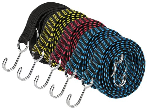 5 Stück Bungee-Seile mit Haken, 2 m elastische Bungee-Gurte mit Haken, lange Bungee-Schnüre mit Haken, Bungee-Gurte, Spanngurte mit Haken