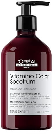 L'Oréal Professionnel Shampoo für Farbbrillanz mit Glass Hair Effekt bei coloriertem Haar, Mit Ferula- & Zitronensäure, Vegan, Serie Expert, Vitamino Color Spectrum Shampoo, 500 ml