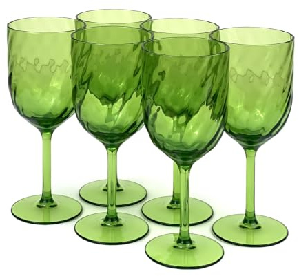 Yalin Set di 6 bicchieri impilabili infrangibili in plastica acrilica da 15 once per vino e acqua. (verde, 15 once)