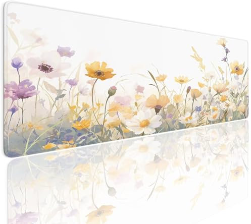 Gaming Mauspad XXL 900x500x4mm Mousepad Gaming Schreibtischunterlage Wasserfest Anti-Rutsch, Cream Mauspad Groß Vernähte Kanten Desk Mat Art Mouse Pad Verbessert Präzision und Geschwindigkei 4-329