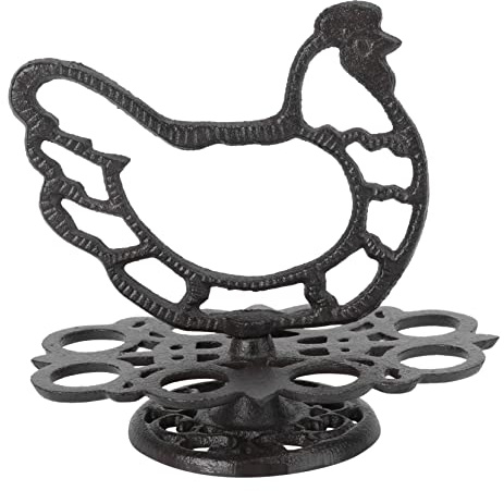CIYODO Soporte Huevo Hierro Fundido Vintage Resistente y Decorativo Estante para Almacenamiento De Huevos Cocina Soporte Robusto y Duradero para Uso Doméstico