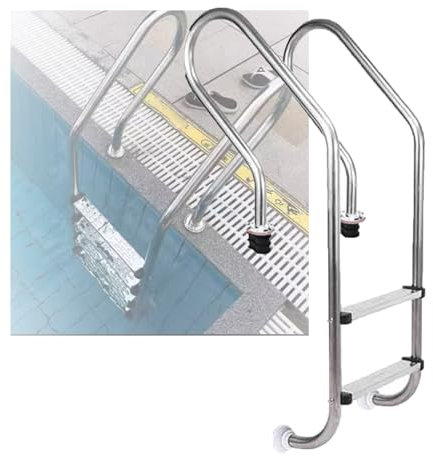 Escalera De Piscina, Escalón De Entrada Y Salida Fácil De Subir, Escalón De con Pasamanos Curvos De 2 O 3 Escalones, For Estanque De Peces(2-Steps1.2mm)