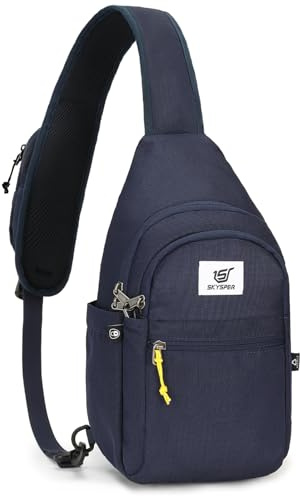 SKYSPER Axelväska RFID Stöldskydd Crossbody Väska Återvunnen Resa Cross Body Väska Axelrem Daypack, BLÅ, 11 inches, Stöldskydd Rfid sling-väska