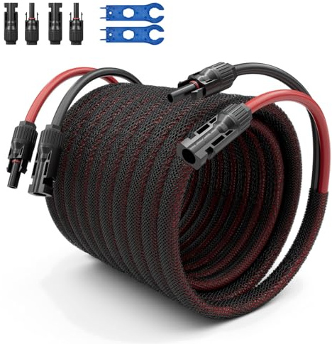 Pjerjzn Solarkabel Verlängerung 6mm², beidseitig mit MC4-Steckern, 12M – TÜV zertifiziertes H1Z2Z2-K PV Kabel,Plug & Play für PV-Solaranlagen