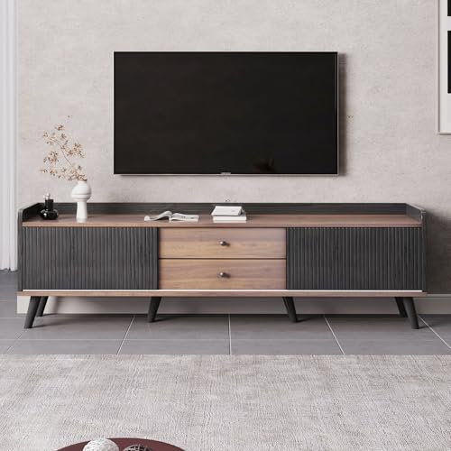 Generisch Meuble TV avec Deux tiroirs, Meuble TV, Panneau TV, TV lowboard Low Top avec Deux Portes coulissantes. Texture exquise, H58/L160/D40 cm,Noir