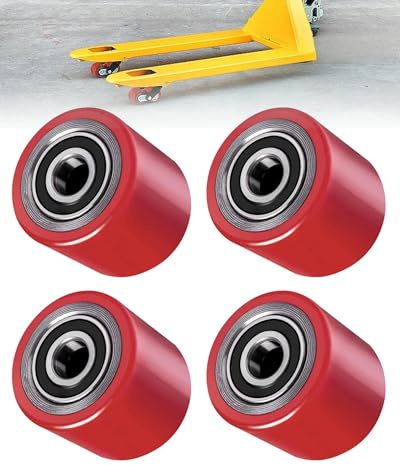 AmoreTempo Hubwagenrollen PU Laufrolle Räder, 4 Stück, 80x70mm, Achse 20mm | Polyurethan HubwagenRollen,Kugellager.Max.2500kg Tragkraft.Lastrolle Für Hubwagen&Gabelhubwagen Ersatzrollen.Robust&langlebig
