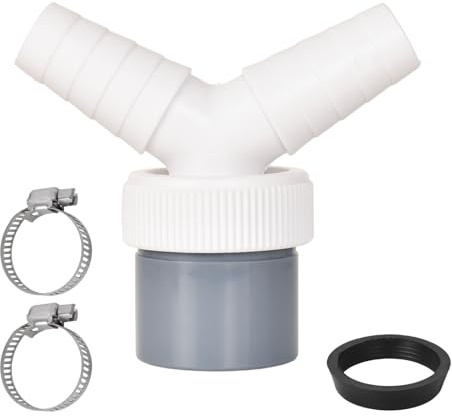 Abfluss Waschmaschine Doppelanschluss Y-Adapter - Y-Adapter für Geschirrspüler, Trockner & Waschmaschine - 40mm Abflussrohr mit Schlauchschelle - Kompatibel mit Schläuchen 19-24mm