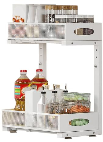 Under Sink Organizer – Under Cabinet Organizer| 2 Tier Pull Out Cabinet Manage Sink Shelf| Adjustable Storage Rack for Kitchen, Bathroom, and Cleaning Supplies |Heavy-Duty Maintain to Maximize Space