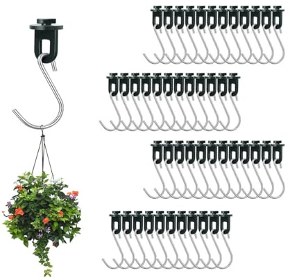 50 Pieces Greenhouse Hooks Hanger Twist Clips Greenhouse Fixing Clips with Stainless Steel S Hooks for Outdoor Garden Hanging Plants