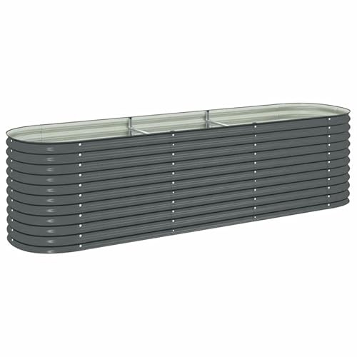 Aiuola rialzata da giardino in acciaio zincato, 320 x 80 x 81 cm, grigio, durevole e resistente alle intemperie, per verdure, erbe e fiori, ideale per giardino e terrazza