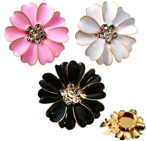 3 piezas caché botones de diamantes de imitación - cubierta de botones de flores cubre botones de camisa desmontable | Para vestido traje ahumados camisa accesorios, decorativos