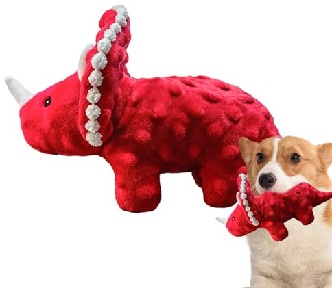 Quietschendes Hundespielzeug | 1 st Weiches Plüschspielzeug | 28 cm Buntes Dinosaurier-Spielzeug Mit Squeaker Für Welpen und Kleine Hunde, Gefülltes Hundespielzeug, Zahnschonend Langle big