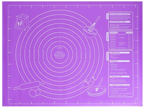 Veemoon Tappetino da Pasticceria in Silicone Spesso 60X46 CM con Misure Antiaderente e Resistente per Stendere Impasti e Uso Domestico in Cucina