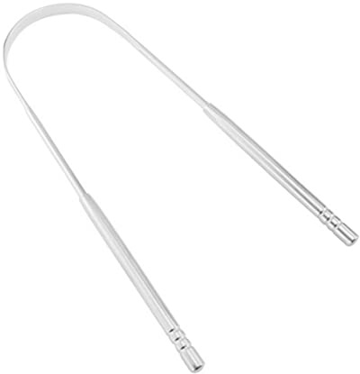 Raschietto per lingua in acciaio inossidabile Pulisci lingua ayurvedico per un'igiene ottimale(Argento)