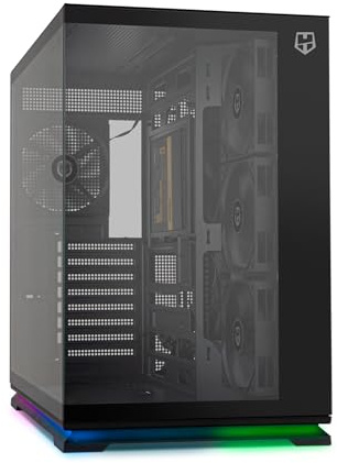 NOX XTREME PRODUCTS Hummer Galaxy - Datorchassi, Ramlöst Härdat Glas, 4x 120mm PWM Fläktar, Plats för 10 Fläktar, USB-C och USB 3.0, ARGB Hub Controller, ATX/M-ATX/ITX, Svart
