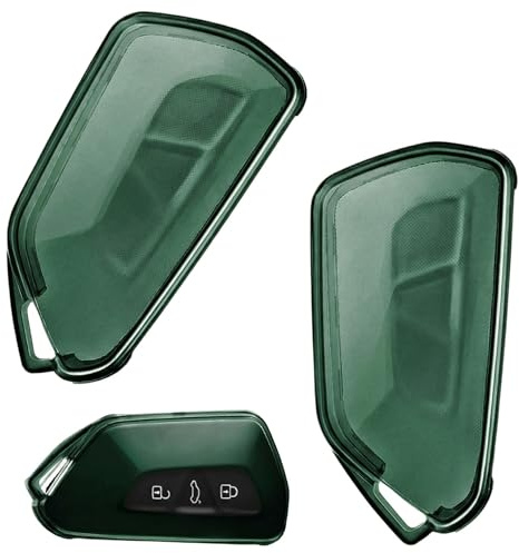 EJRUP 2 Stück Autoschlüssel Hülle Auto Schlüssel 3 Tasten kompatibel mit VW Golf 8, SEAT, Skoda, Cupra, TPU Silikon Schlüsselhülle Autoschlüssel Etui Schutzhülle Silikon Cover (Grün)
