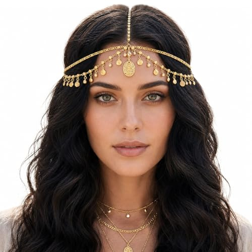 EBHO 1 Pieza de joyas boho doradas, Accesorios de adorno para el cabello dorado boho, Accesorios de adivina