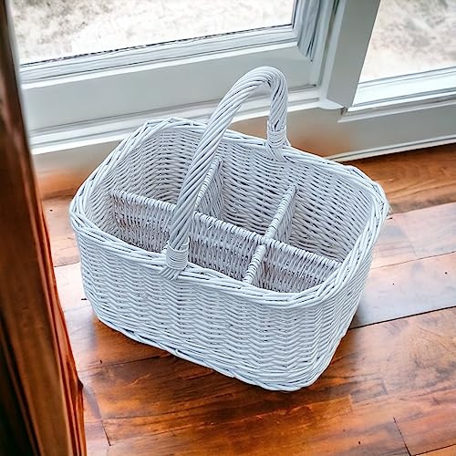 Bukora® Flaschenkorb Weiß lackiert für 6 Flaschen aus Weide..extra Stabil..