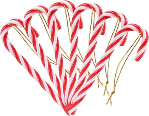 Naler Addobbi Decorazioni Albero di Natale Particolari, 12pz Bastoncini di Zucchero Natalizi in Plastica per Natale Decorazioni Casa