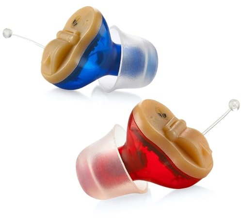 Premium Digital Hearing Amplifiers for Seniors - Invisible in Canal (CIC) in-Ear Mini Sound Enhancer Set, Near-Invisible, Noise Cancelling, Personal Sound Hearing Amplifier - Pair - MZ-21
