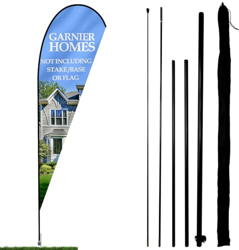 Anley Set asta bandiera con piume a goccia - Set asta bandiera svolazzante assemblato con borsa per il trasporto - Adatto a bandiere da 3,5 X X 10 piume (non incluse) - SOLO asta