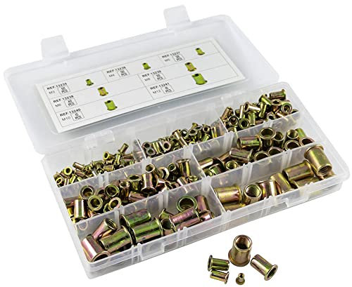 Accesorio de 235 Casquillos Roscados, Insertos de Acero Galvanizado, Bicromatado, M3 a M12.