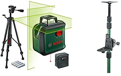 Bosch AdvancedLevel 360 Livella Laser Verde, Treppiede, Raggio da Azione fino a 24 m & Home and Garden 0603693100 Asta Telescopia, TP 320