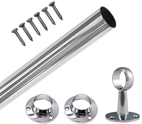 EAI Polished Chrome Wardrobe Rail Round for Clothes Hanging (25x1829mm)