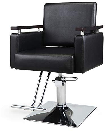 RESHABLE Barber Chair for Hair Stylist, Salon Beauty Chair with Heavy Duty Hydraulic Pump, 360 Degrees Swivel Styling Hair Chair, Black