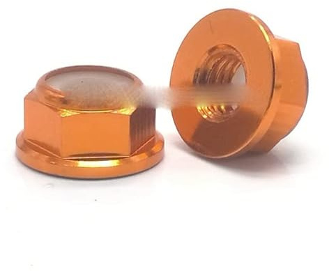 2 – 10 Stück Aluminium-Muttern mit farbigem Flansch, M2, M3, M4, M5, M6, M8, Sechskantmutter aus Nylon, Sicherungsmutter selbstsichernd, für Teile des Modells RC-M6, 5 Stück, Orange