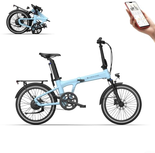 A Dece Oasis Ado Air20 V26 Bicicleta Eléctrica Plegable, E-Bike Ultraligera 20'' con Suspensión, Motor 250W/50Nm, Autonomía 100km, App Ado, Pantalla IPS de 2,4''
