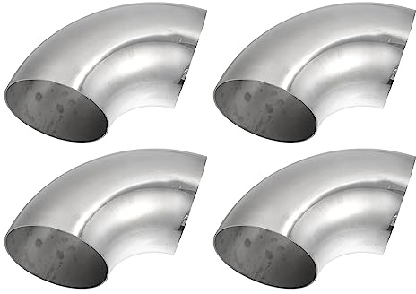 QUARKZMAN 4 Stück 90 Grad 1.2mm Edelstahl Auspuff Bogen Rohr | Silberton, 1.2mm Dicke, 3 Zoll Rohrdurchmesser, Polierte Oberfläche, Universell Für Die Meisten Autos