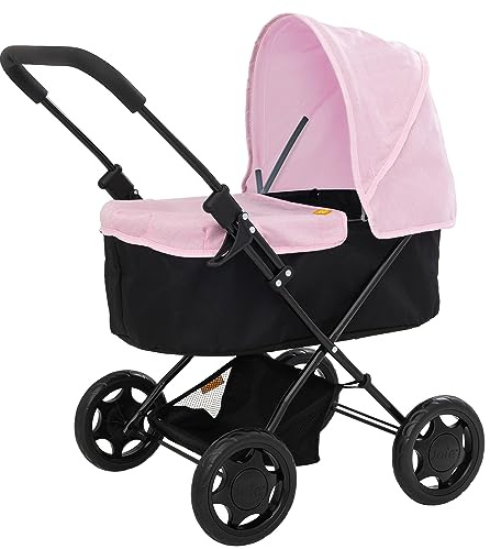 Carrozzina per bambini Joie | Passeggino per bambini con grembiule rimovibile e cappuccio regolabile | Sistema da viaggio pieghevole leggero in nero e rosa | Per bambini dai 3 anni in su