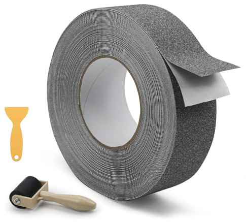Episkey Nastro antiscivolo per scale 5cm * 20m, nastro antiscivolo per gradini, nastro antiscivolo per esterni, strisce antiscivolo per scale, per scale esterne e interne (grigio)