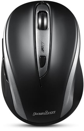 perixx PERIMICE-721 - Mouse ergonomico senza fili, design ottico a 5 pulsanti, compatibile per PC desktop e portatili, wireless 2,4 GHz, colore: Nero ferro