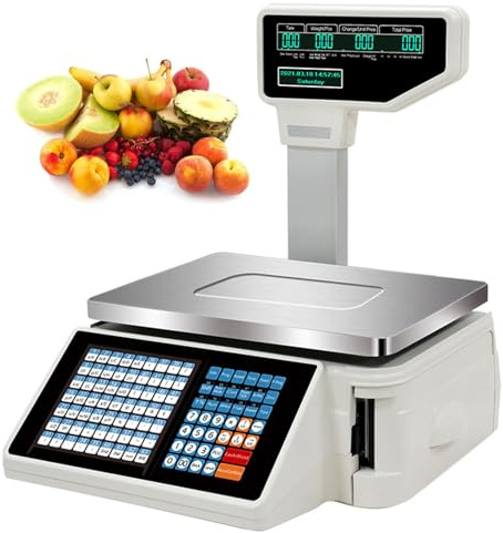 Waagen zum Drucken von Etiketten, Digitale Barcode-Waagen – Dual-Display Hinten vorne – für das Wiegen im Supermarkt/Einzelhandelsgeschäft/Lager,Machine