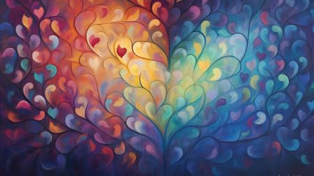 adrium Acryl-Bild 110 x 60 cm: Abstrakter bunter Hintergrund mit Herzen, Aquarellmalerei-Stil. (212945471)